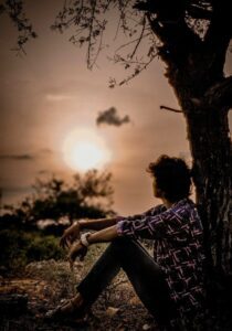 alone dp boy black and white photo