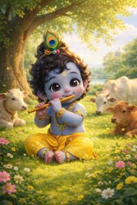 Cute Bal Gopal HD background for worship