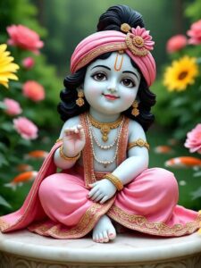 Cute Krishna HD image of Little Kanha Ji smiling beautifully
