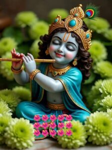 Cute Krishna HD background with mor pankh