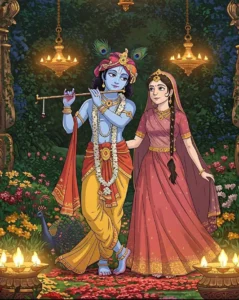 Beautiful Radha Krishna cartoon art