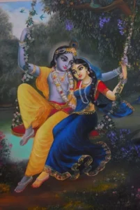 Cute Krishna Radha cartoon image