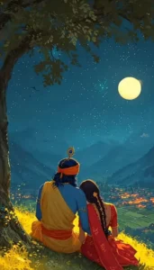 Cute Radha Krishna cartoon photo