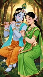 Radha Krishna cartoon art wallpaper