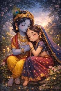 Cute Radha Krishna cartoon wallpaper for mobile