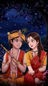 Cute Radha Krishna cartoon wallpaper picture