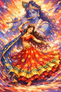 Beautiful Radha Krishna cartoon wallpaper image