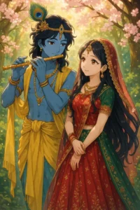 Radha Krishna cartoon picture for mobile wallpaper