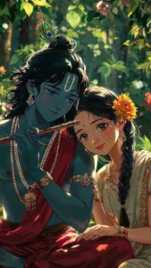 Radha Krishna cartoon art HD wallpaper