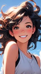 anime girl pastel sky aesthetic