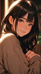 anime girl smiling face