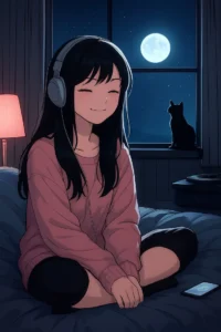 anime girl soft cute pose
