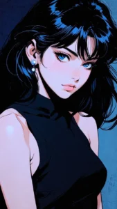 stylish anime girl neon wallpaper