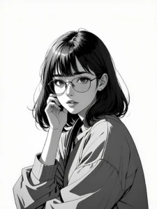 anime girl stylish closeup portrait