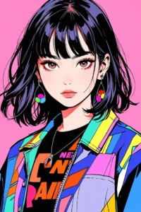 anime girl stylish closeup portrait